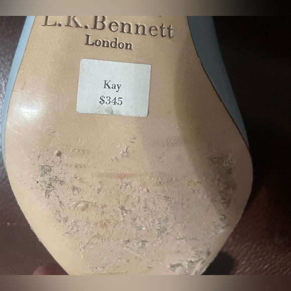 L.K. Bennett London Kay blue leather pumps with snake toe cap, EUC, size 38 - Picture 3 of 8